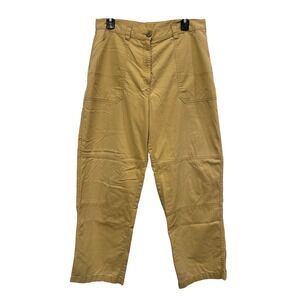 LL Bean Womens 14 Reg High Rise Utility Pants Tan Cotton Nylon Hiking Sport